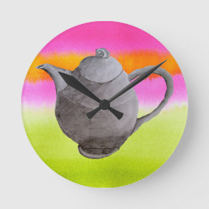 Rainbow Teapot arty tea party Ronde Klok