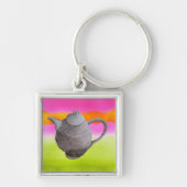 Rainbow Teapot arty tea party Sleutelhanger (Voorkant)