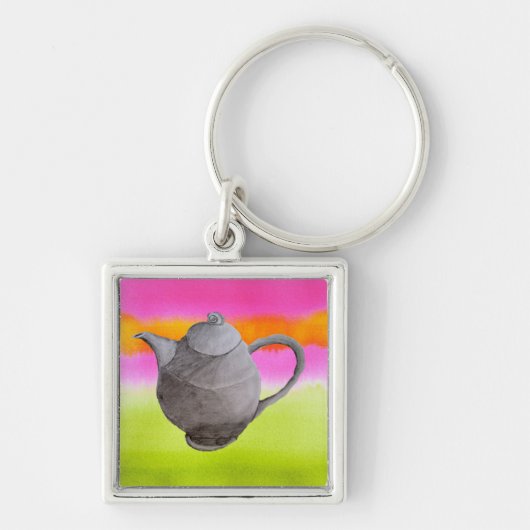 Rainbow Teapot arty tea party Sleutelhanger (Voorkant)