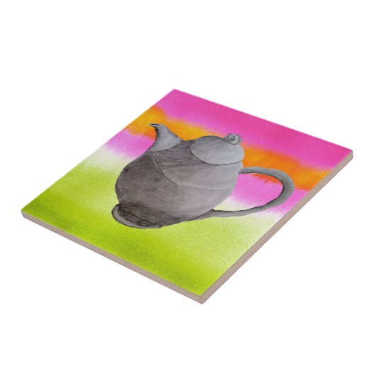 Rainbow Teapot arty tea party Tegeltje (Zijkant)