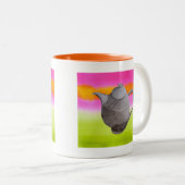 Rainbow Teapot arty tea party Tweekleurige Koffiemok (Voorkant rechts)