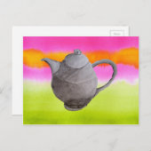 Rainbow Teapot arty tea party Uitnodiging Briefkaart (Voorkant / Achterkant)