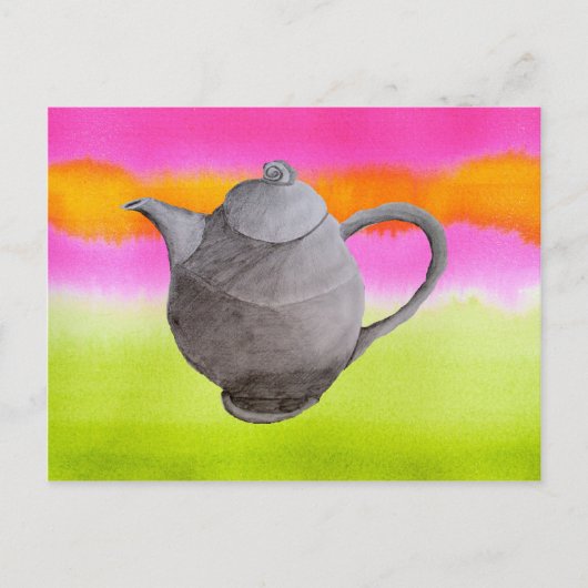 Rainbow Teapot arty tea party Uitnodiging Briefkaart (Voorkant)