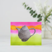 Rainbow Teapot arty tea party Uitnodiging Briefkaart (Staand voorkant)