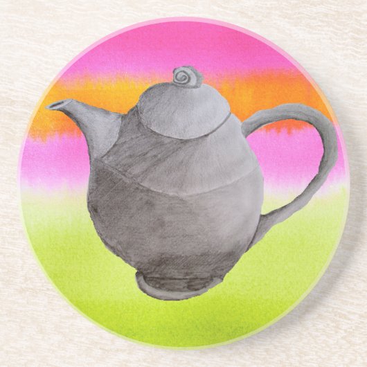 Rainbow Teapot arty tea party Zandsteen Onderzetter (Voorkant)