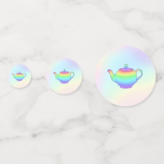 Rainbow Teapot Tea Party Confetti (Achterkanten)