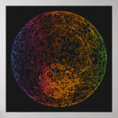Rainbow Technical Moon Space illustratie 24x24 Poster (Voorkant)