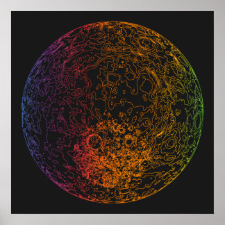 Rainbow Technical Moon Space illustratie 24x24 Poster