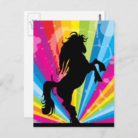 Rainbow Techno Silhouette Horse Briefkaart (Voorkant / Achterkant)