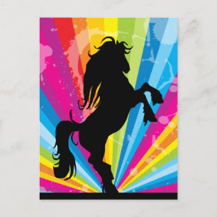 Rainbow Techno Silhouette Horse Briefkaart