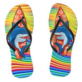 Rainbow Teenslippers Shark surf hippy boho (Voetbed)