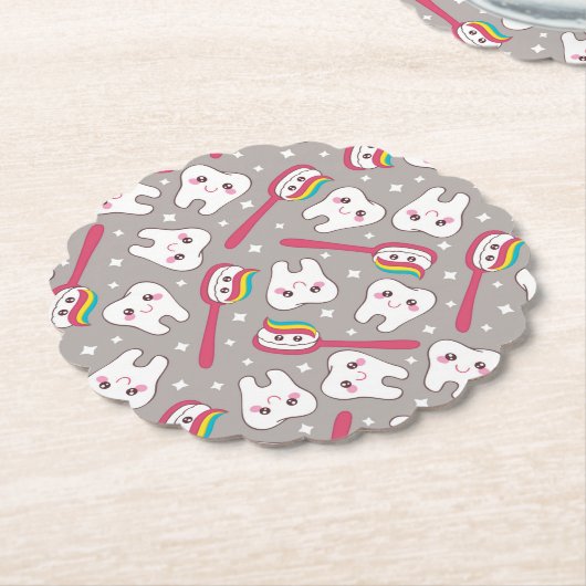 Rainbow Teeth Pattern Kartonnen Onderzetters (Gekanteld)