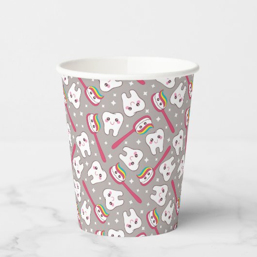 Rainbow Teeth Pattern Papieren Bekers (Links)