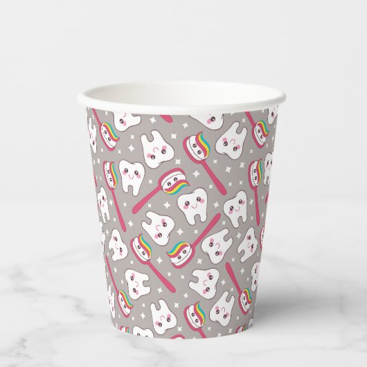 Rainbow Teeth Pattern Papieren Bekers (Voorkant)