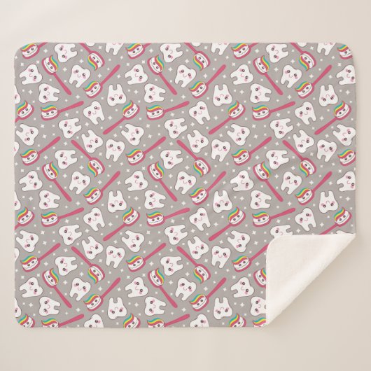 Rainbow Teeth Pattern Sherpa Deken (Voorkant (horizontaal))