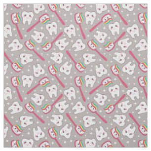 Rainbow Teeth Pattern Stof