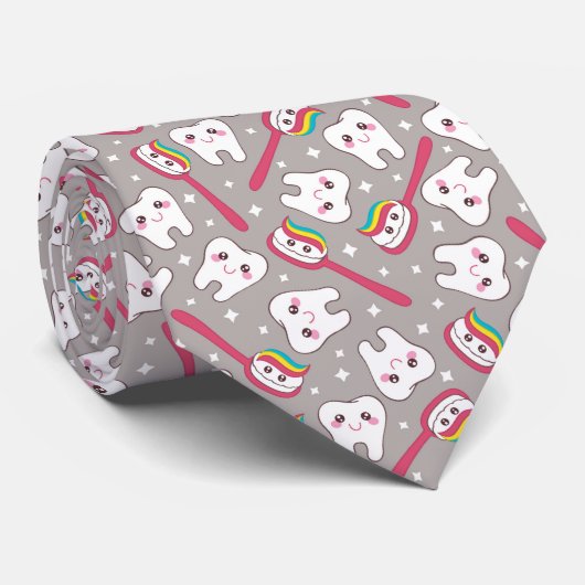 Rainbow Teeth Pattern Stropdas (Opgerold)