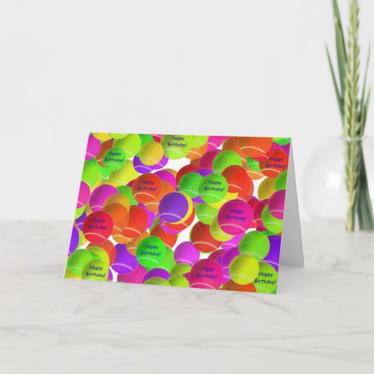 Rainbow Tennis Ball Birthday Wishes Kaart (Voorkant)