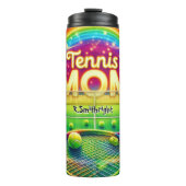 Rainbow Tennis Mom Court Thermosbeker (Voorkant)