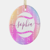 Rainbow Tennis Typography Ball & Girl Players Kind Keramisch Ornament (Rechts)