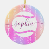 Rainbow Tennis Typography Ball & Girl Players Kind Keramisch Ornament (Voorkant)
