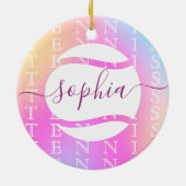 Rainbow Tennis Typography Ball & Girl Players Kind Keramisch Ornament (Achterkant)