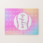 Rainbow Tennis Typography Ball & Girl Players Kind Legpuzzel (Horizontaal)