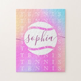Rainbow Tennis Typography Ball & Girl Players Kind Legpuzzel