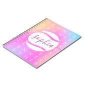 Rainbow Tennis Typography Ball & Girl Players Kind Notitieboek (Linkerzijde)