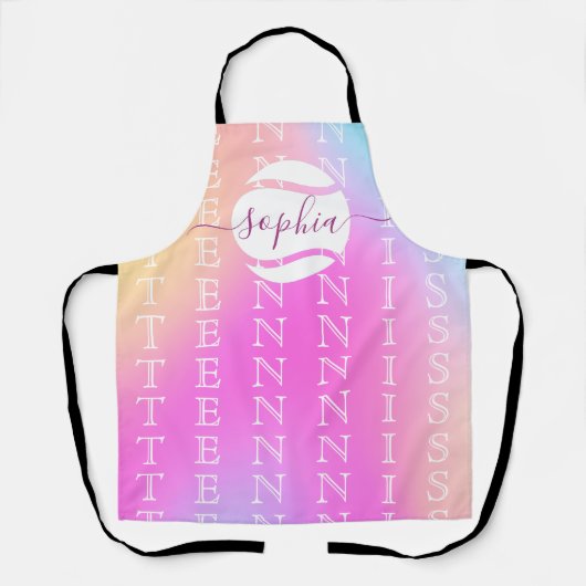 Rainbow Tennis Typography Ball & Girl Players Kind Schort (Voorkant)