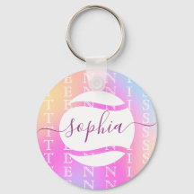 Rainbow Tennis Typography Ball & Girl Players Kind