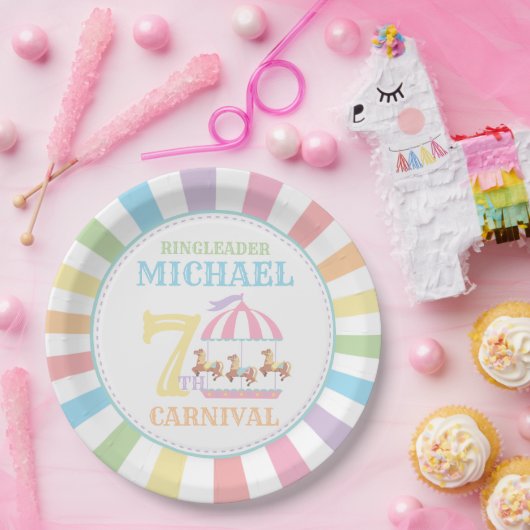 Rainbow Tent Circus Carnaval Verjaardagsfeestje Bo Papieren Bordje (Feest)