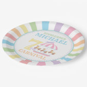 Rainbow Tent Circus Carnaval Verjaardagsfeestje Bo Papieren Bordje (Gekanteld)