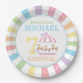 Rainbow Tent Circus Carnaval Verjaardagsfeestje Bo Papieren Bordje (Voorkant)