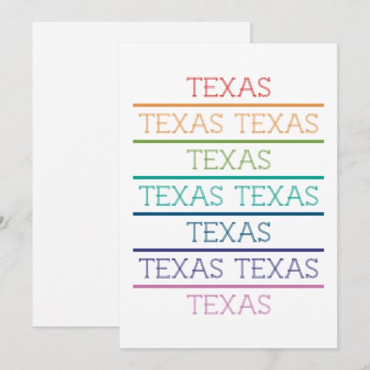 Rainbow Texas, Texas, Texas Bedankkaart (Voorkant / Achterkant)