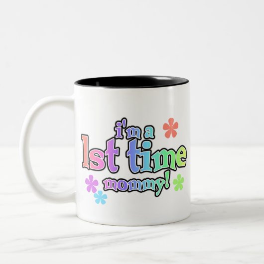 Rainbow Text First Time Mama Tweekleurige Koffiemok (Links)