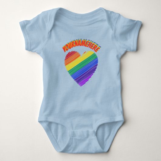 Rainbow Text Rainbow Heart Baby Bodysuit (Voorkant)