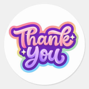 Rainbow Thank You Sticker - Kleurrijk & Schattige
