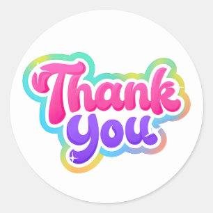 Rainbow Thank You Sticker - Kleurrijk & Schattige