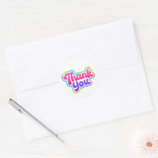 Rainbow Thank You Sticker - Kleurrijk & Schattige (Envelop)