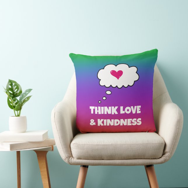Rainbow Think Love and Kindness Sierkussen (Stoel)