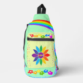 Rainbow Three Toned Bloemen en Sterren Trots Sling Bag (Voorkant)