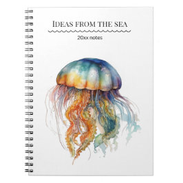 Rainbow Tides Jellyfish: Watercolor Art  Notitieboek