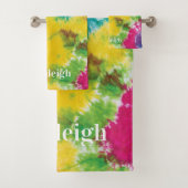 Rainbow Tie Dye Aangepaste naam Housewarming Bad Handdoek (Insitu)