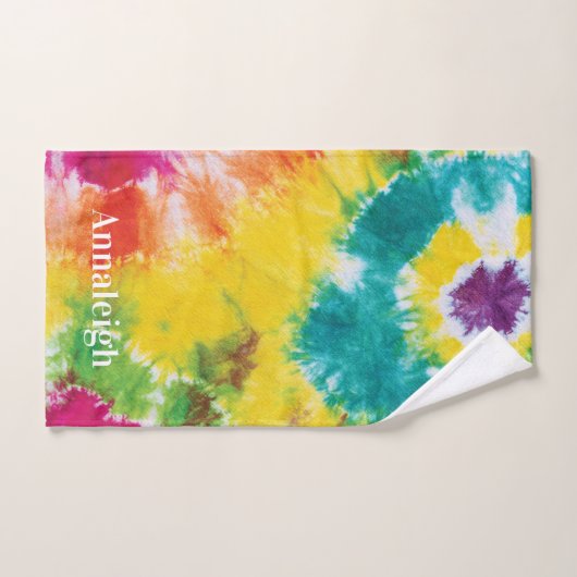 Rainbow Tie Dye Aangepaste naam Housewarming Bad Handdoek (Handdoek)