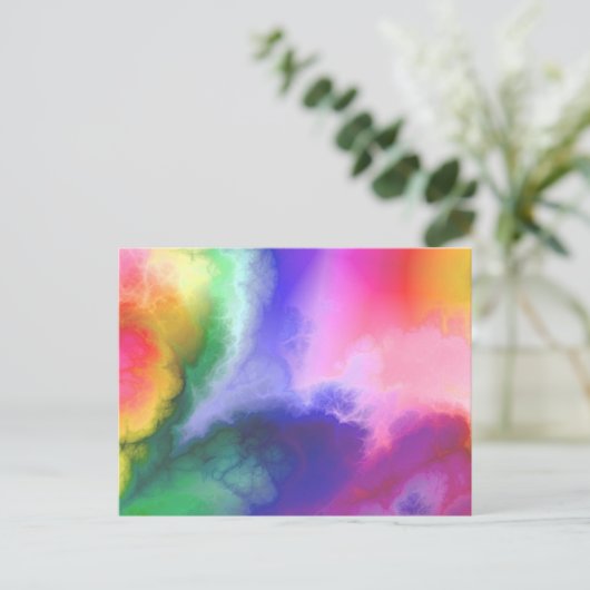 Rainbow Tie Dye Abstract Galaxy Cosmic Background Briefkaart (Staand voorkant)