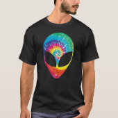Rainbow Tie Dye Alien Head Cool Tye Die Trippy Rav T-shirt (Voorkant)