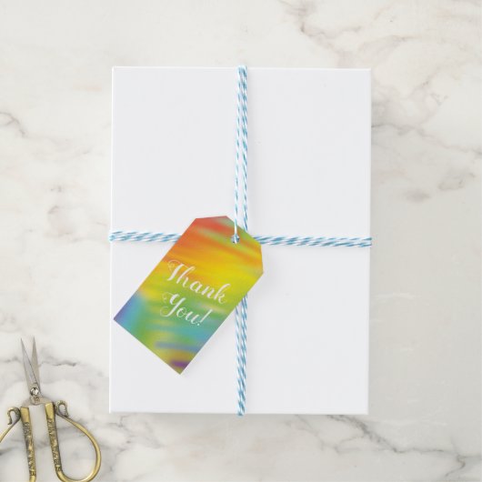 Rainbow Tie Dye Baby shower Cadeaulabel (Met Touw)