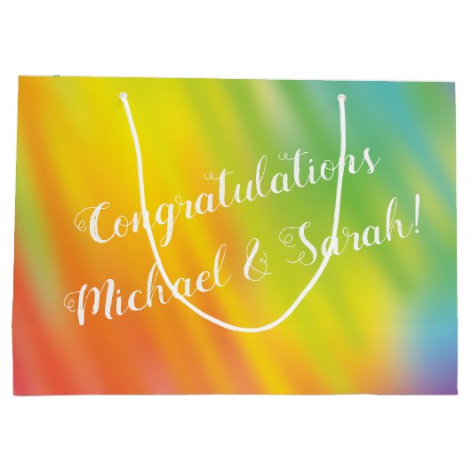 Rainbow Tie Dye Baby shower Groot Cadeauzakje (Achterkant)