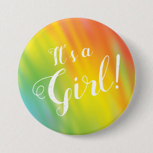 Rainbow Tie Dye Baby shower Het is een meisje Ronde Button 7,6 Cm